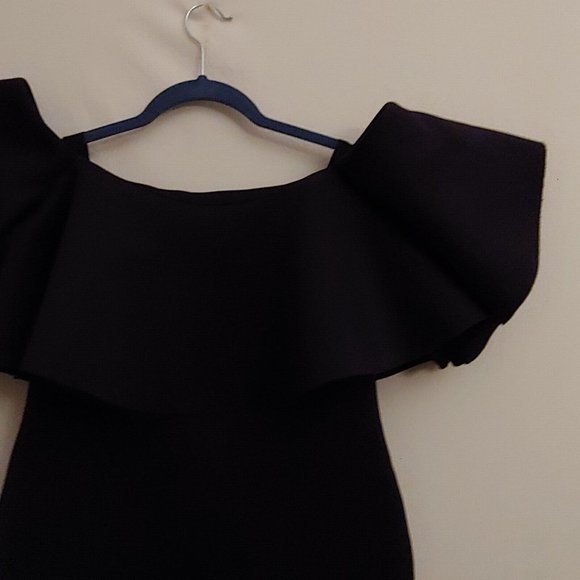 Giani Bini flounce ruffle off shoulder black dress Size large - Picture 6 of 16
